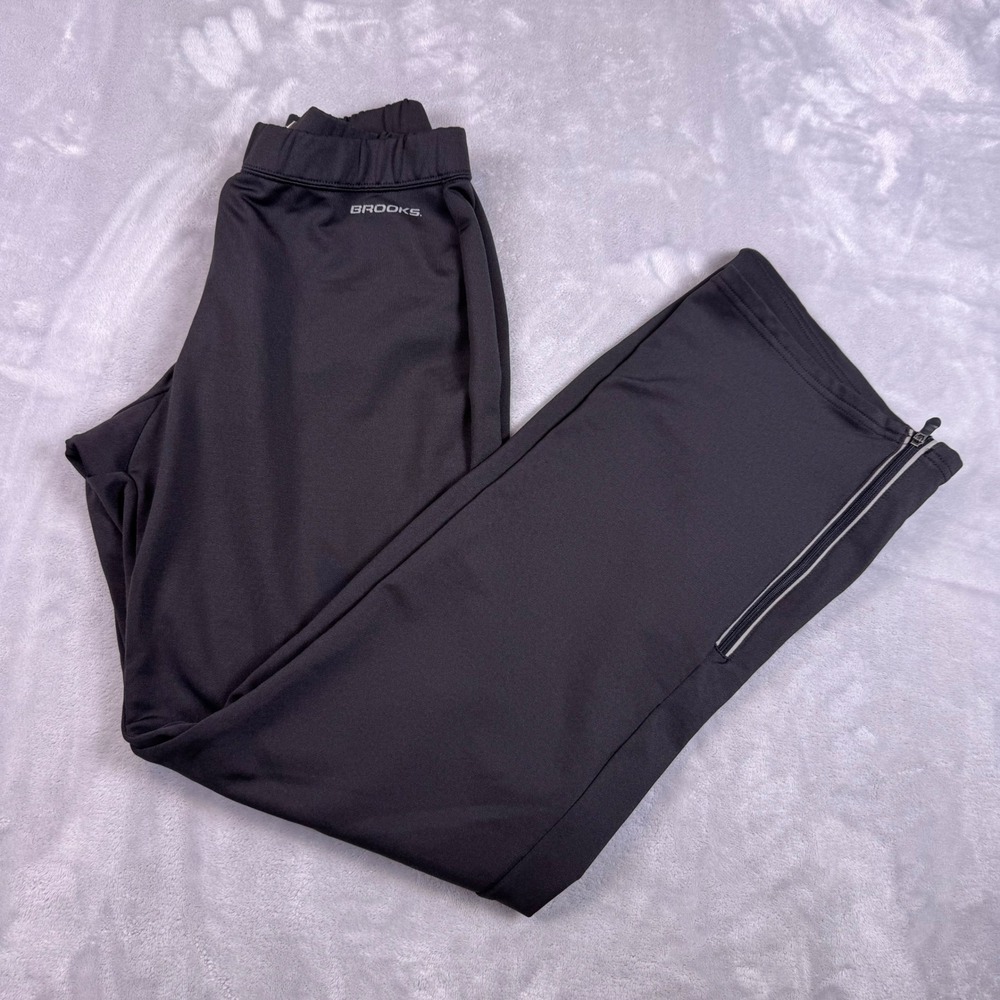 Brooks Straight Leg Running Pants Womens Small Black Ankle Zippers WF656